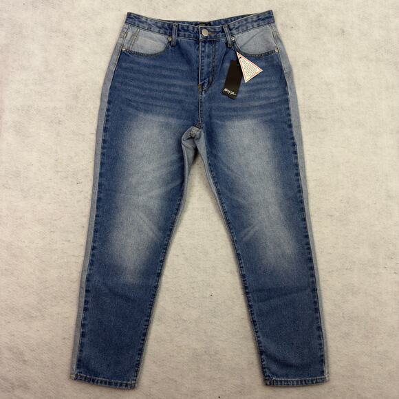 Nasty Gal Women’s Size 8 Mom Jeans Two Sides To Every Story Blue Denim Pants NWT - Picture 1 of 12